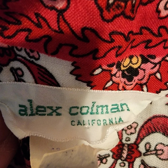 Vintage Alex Coleman Blouse Size 4 Red & White Pink Floral Button Up - Picture 10 of 11